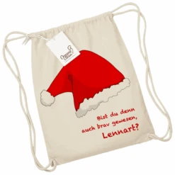 Schnullireich Kindergartenbeutel / Stoffbeutel / Turnbeutel Mit Namen Nikolaus Natur
